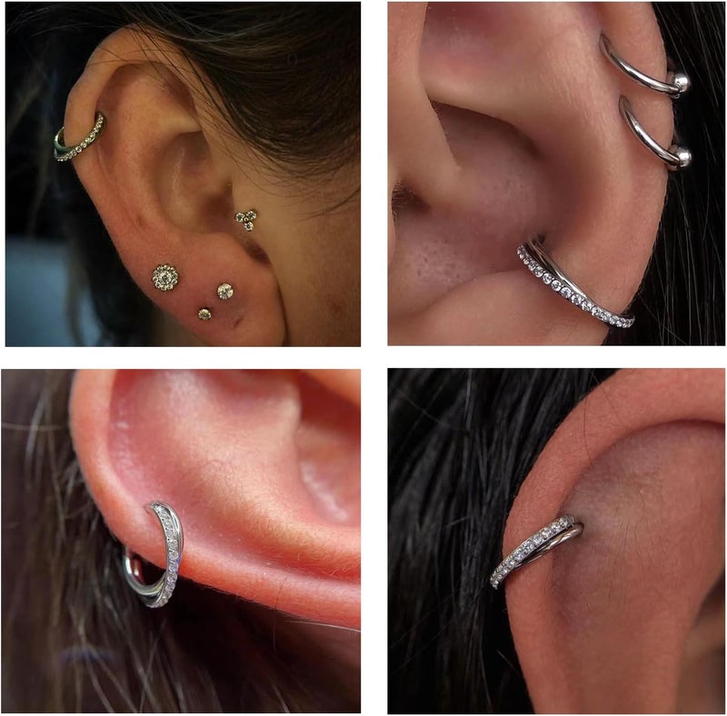 TOMIDES 16G Titanium Cartilage Earring Hoop for Conch Helix Tragus 8mm 10mm 12mm Hypoallergenic Hinged Clicker Nose Rings Septum Piercing Jewelry for Women Men - Image 4